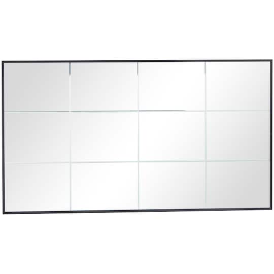 Black Metal Grid Style Panel Wall Mirror 23" x 1" x 40"